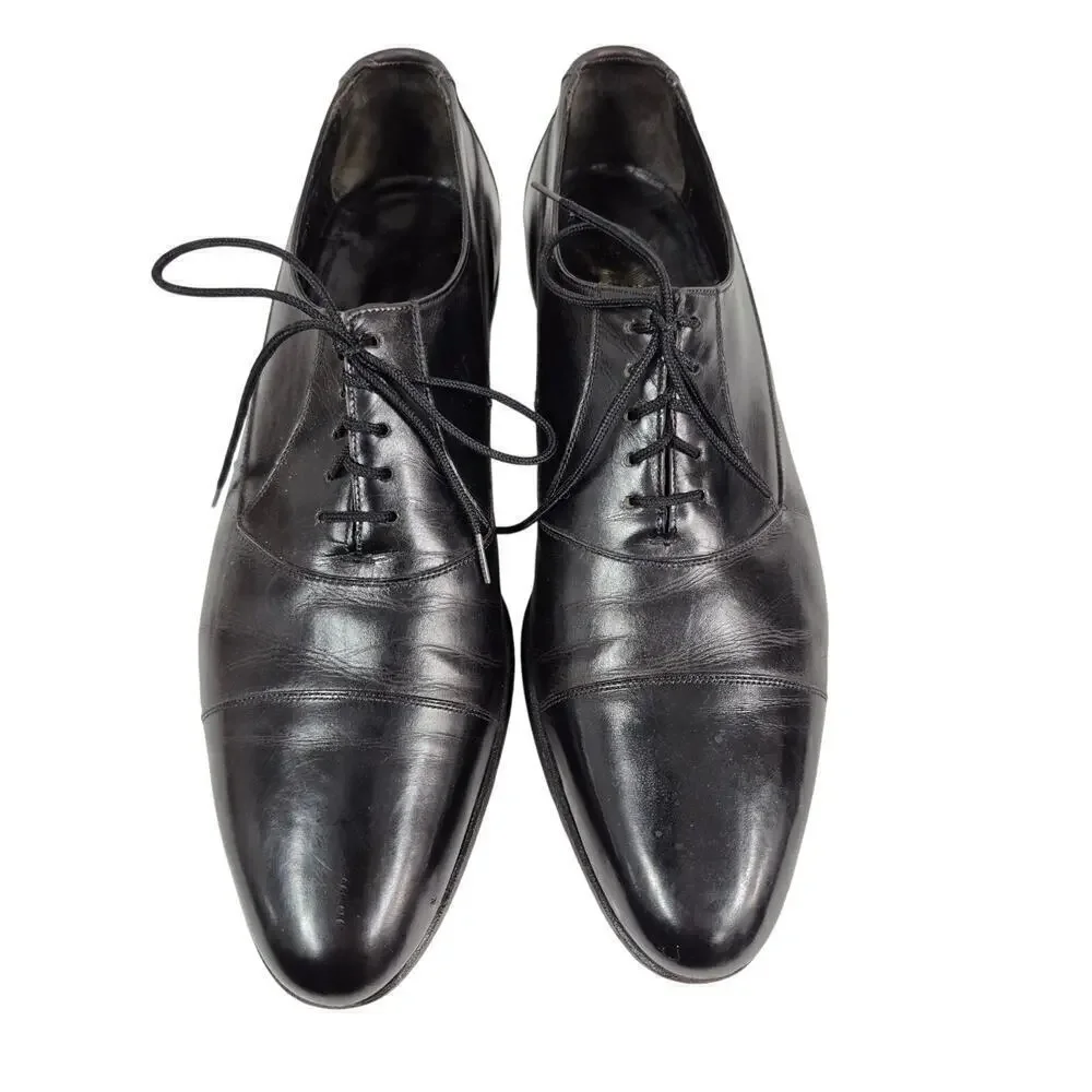 Mens Vtg The Florsheim Dress Shoes Black leather 9B Leather SOles